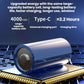 Blue-gray battery charging feature graphic with Type-C port for handheld vacuum