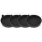 Black silicone car coaster set of 4 shown in cup holders with textured grips