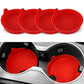 Red silicone car coaster set of 4 with textured anti-slip tread pads