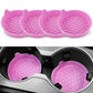 Pink silicone car coaster set of 4 with textured anti-slip tread pads