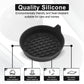 Black silicone car coaster with textured anti-slip surface and raised rim handles