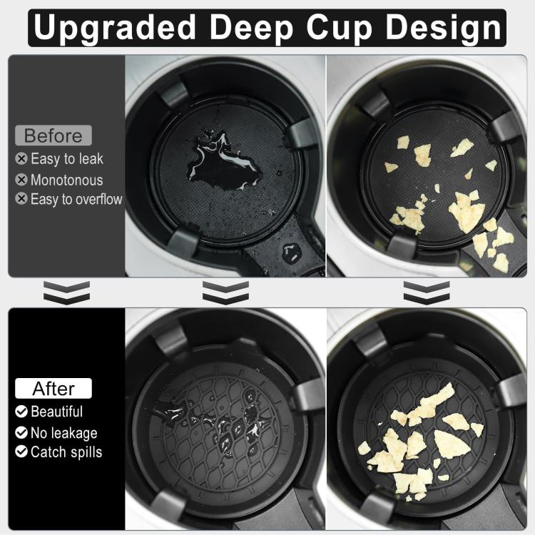Black anti-slip car cup coasters with handle, anti-squeak set of 4