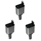 Compact car charger with LED indicator and dual plug connectors, multiple angles shown