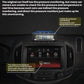 TPMS monitor mounted on car dashboard showing tire pressure and temperature
