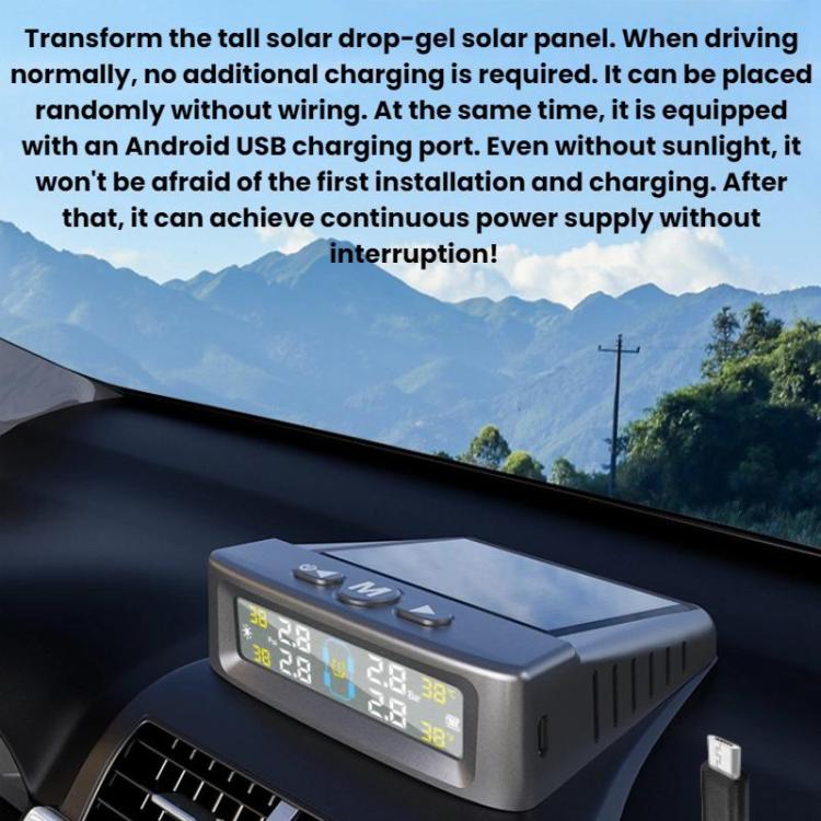 Car TPMS pressure monitor with LCD display and control buttons on dashboard