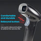Handheld barcode scanner with comfort grip and trigger button on black body