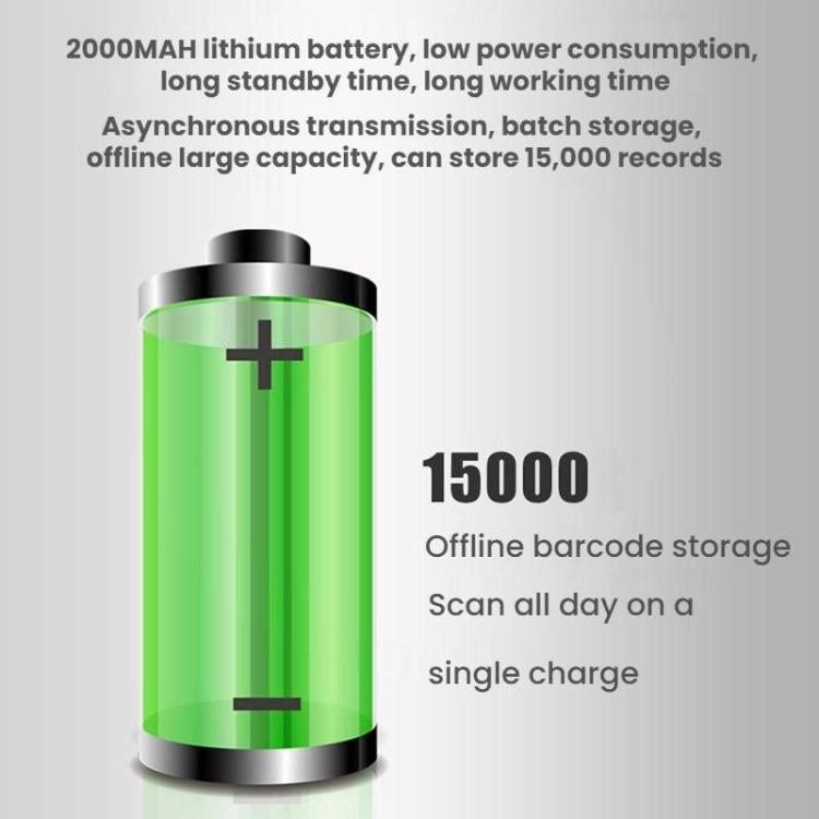 Black charging base and scanner battery capacity graphic backdrop
