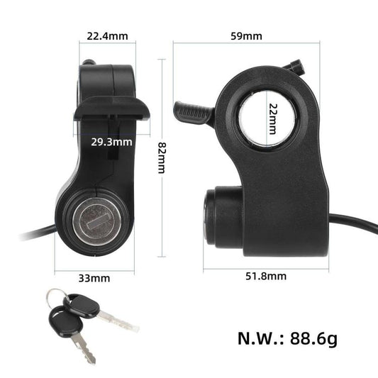 Ignition key switch lock with dimension diagram and two keys