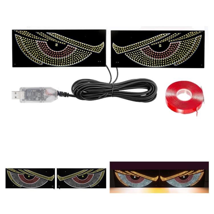 Car windshield LED eye sticker kit with USB cable and red LED strip spool