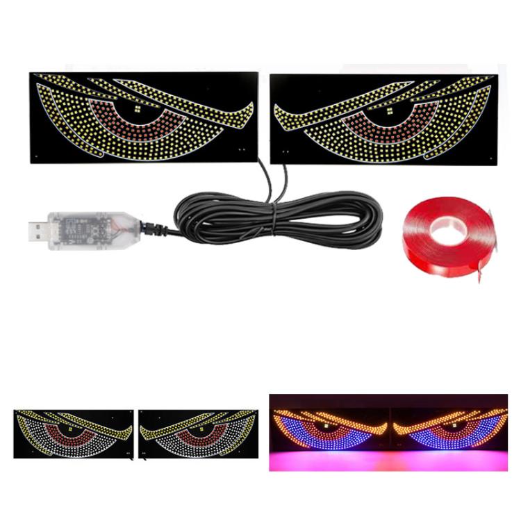 Car LED eye sticker decals showing multicolor glowing eye patterns