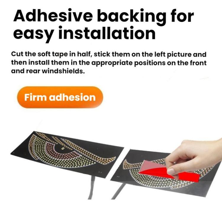 Adhesive-backed LED eye sticker decals for easy car windshield installation