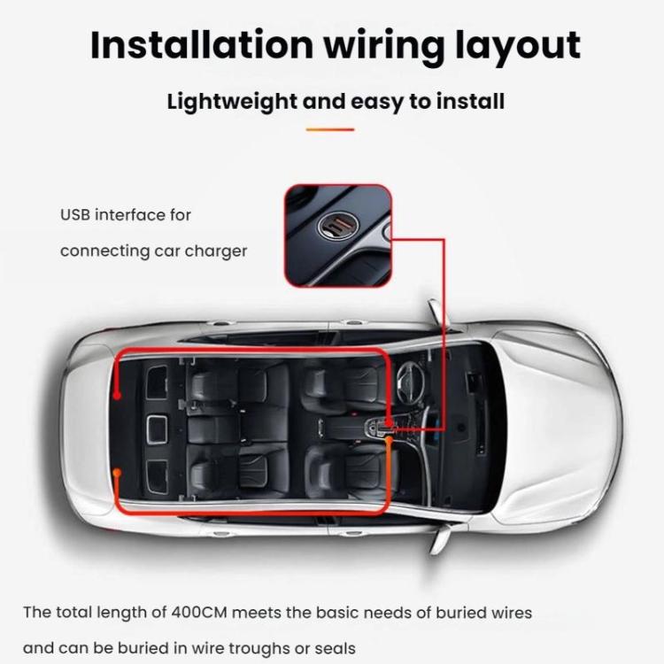 Car wiring layout with USB connection for LED eye sticker light system