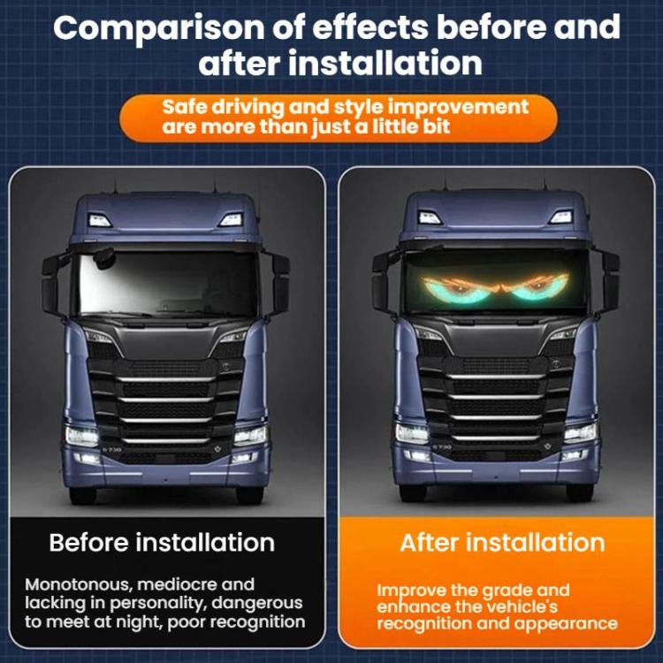 LED eye sticker lights on car for enhanced look after installation comparison