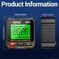 ANENG RN01 digital inclinometer with dimensions diagram, green LCD and black body
