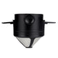 Black portable coffee filter cup with mesh filter cone and side handles
