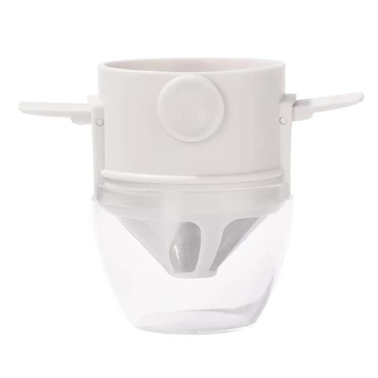 White coffee filter cup with mesh cone and side handles