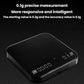 Black smart electronic kitchen scale with large top glass and illuminated display