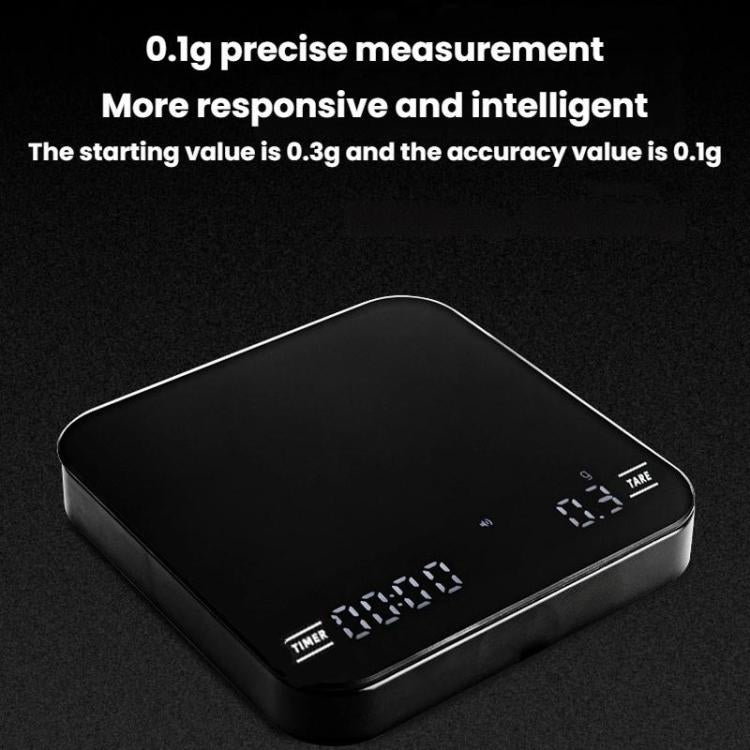 Black smart electronic kitchen scale with large top glass and illuminated display