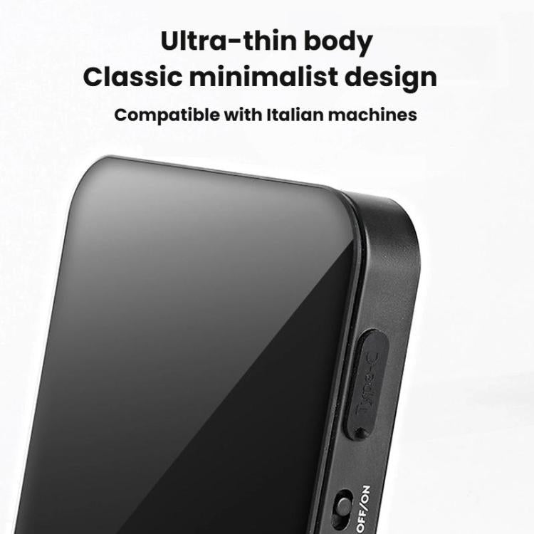 Ultra-thin black smart electronic scale with side controls and smooth top