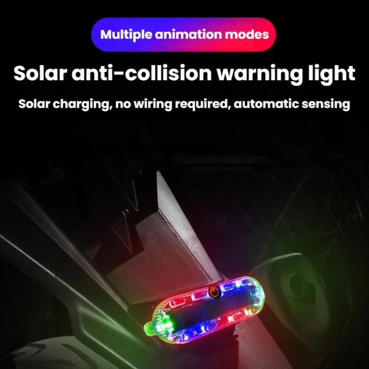 RGB solar anti-collision warning light bar illuminated on a motorcycle