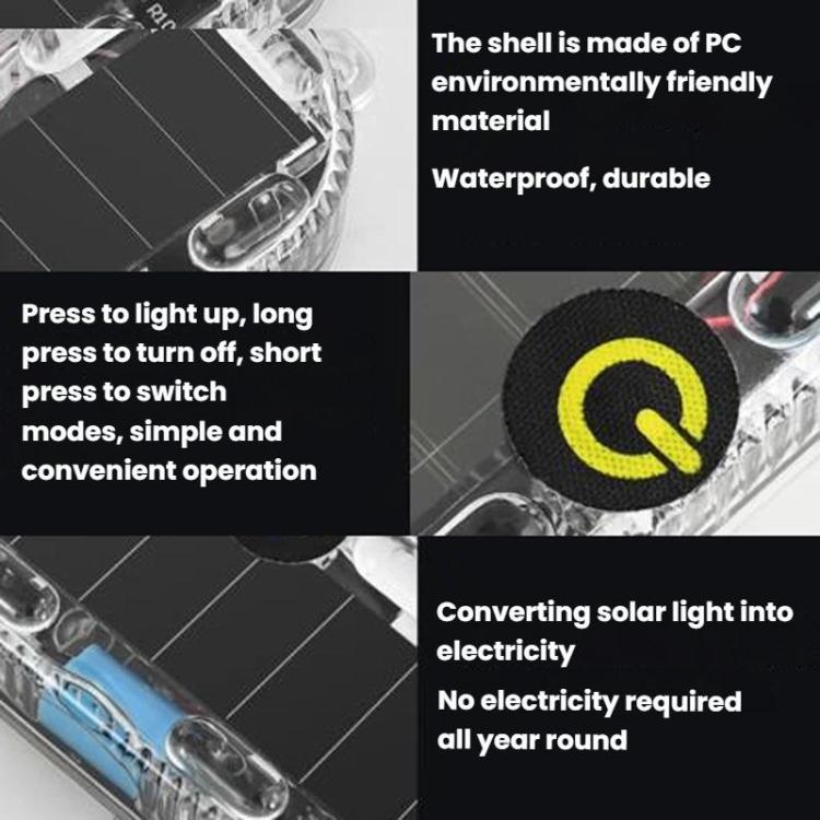 Solar LED warning light bar with clear shell, solar panel and control button