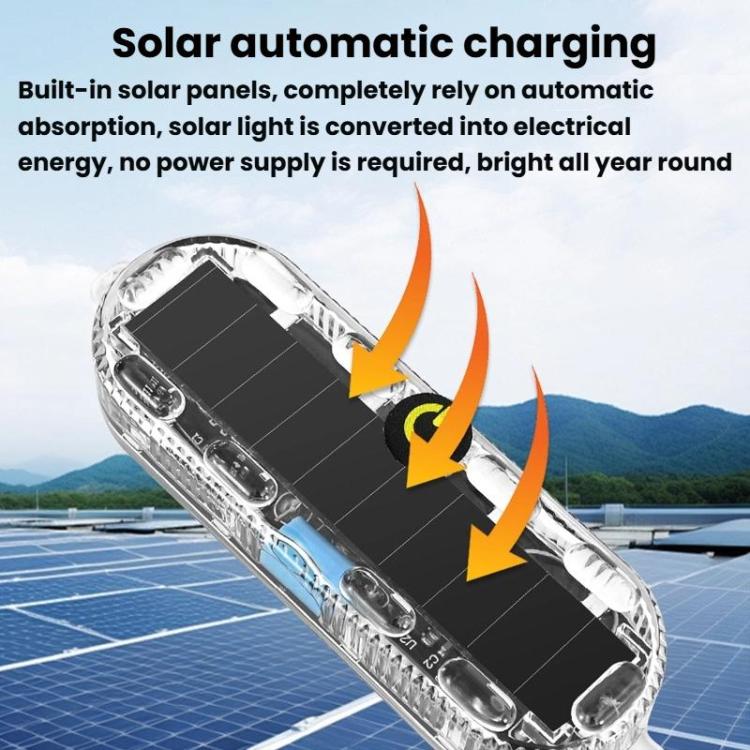 Solar automatic charging LED warning light bar with arrows pointing to the unit