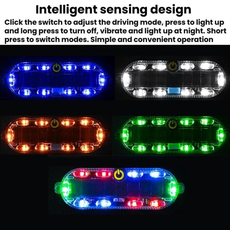 Solar LED warning light bar showing multiple RGB illumination modes