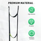 Black rope climbing ladder with neon green loop rungs and curved top handles