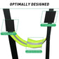 Black climbing ladder straps with neon green loop pockets and reflective band