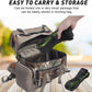 Folded black rope climbing ladder with neon green loops, shown for storage
