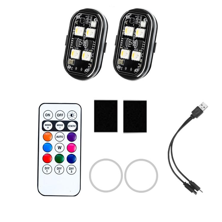 Wireless LED motorcycle taillight kit with 2 lights, remote, and mounting rings