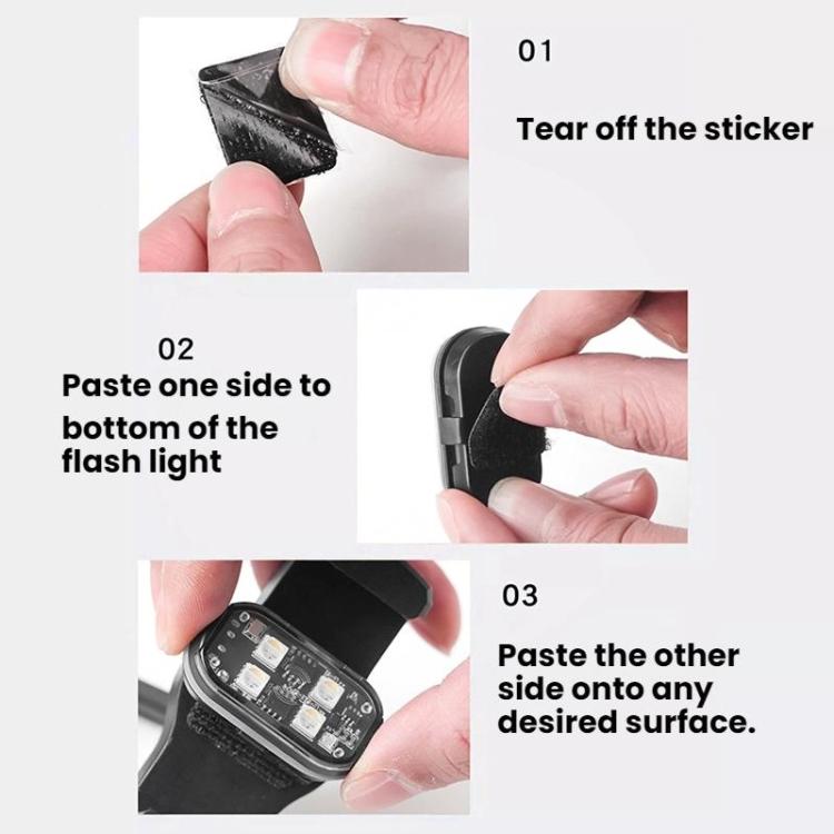 LED strobe light installation step: tearing off the sticker from the black housing