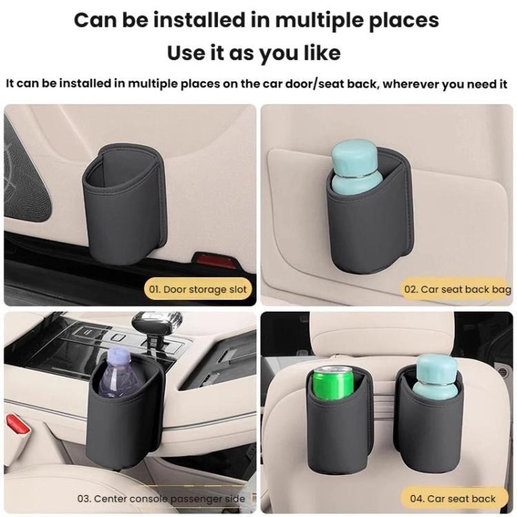 Car seat back storage bag with two black cup holder pockets