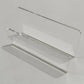 Clear acrylic desktop organizer stand with open front slots for mail and documents