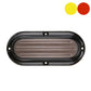 Dual-color flashing LED trailer taillight with clear oval lens and black frame