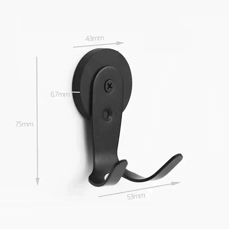 Black magnetic hook with size diagram showing mounting dimensions
