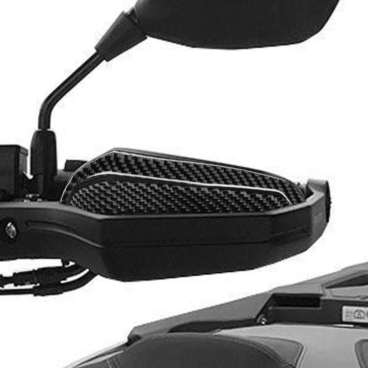 Handguard upper protector set for motorcycle, black housing with carbon-look trim