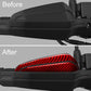 Handguard upper protector installed, red carbon-look insert on motorcycle fairing