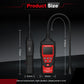 Handheld refrigerant leak detector with extended probe hose and LCD display