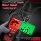 Refrigerant leak detector showing green level screen with reset and level controls