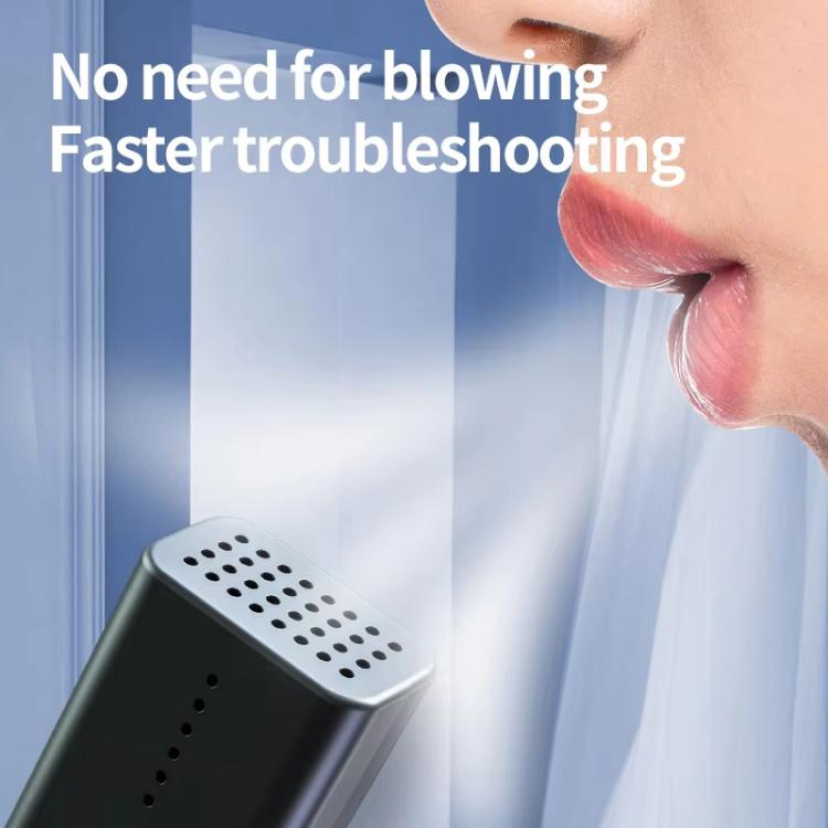 Handheld breath alcohol tester with perforated top and no visible display