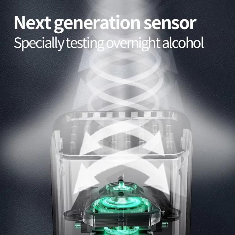 Breath alcohol tester sensor opening with glowing detection chamber