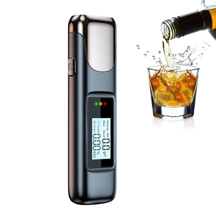 Handheld digital breathalyzer alcohol tester with LCD display and power buttons