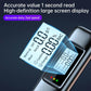 Handheld breathalyzer with large LCD screen displaying alcohol reading icons