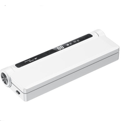 White fully automatic vacuum packaging machine with sealing bar and control panel