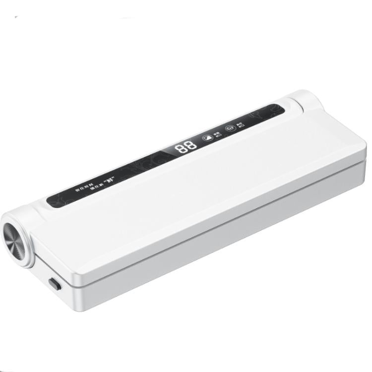 White fully automatic vacuum sealer with curved ends and top control display