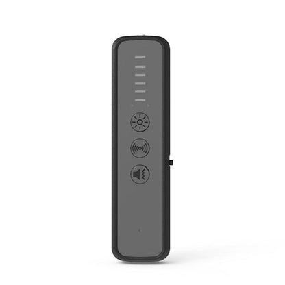 Handheld wireless signal detector with indicator panel and control buttons