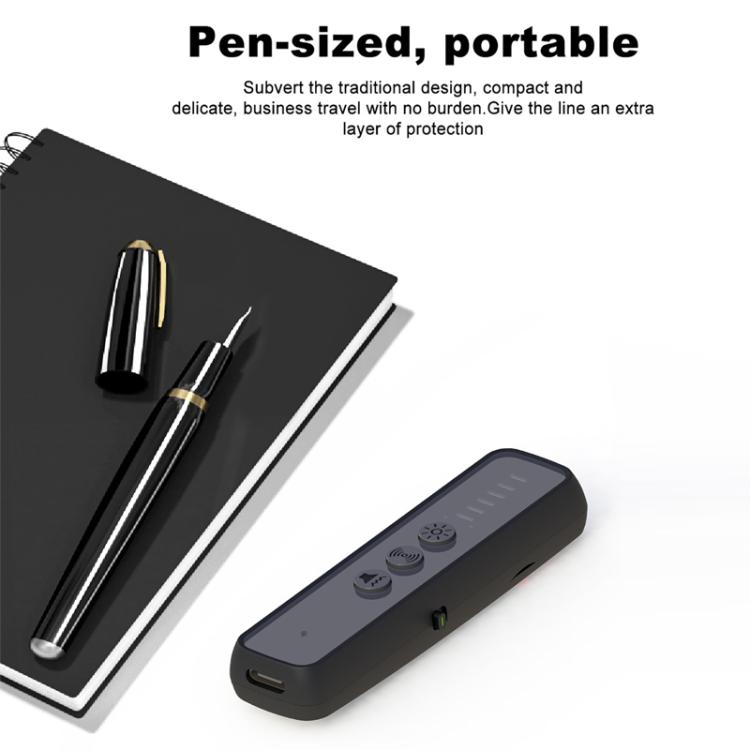 Pen-sized portable wireless signal detector with control panel