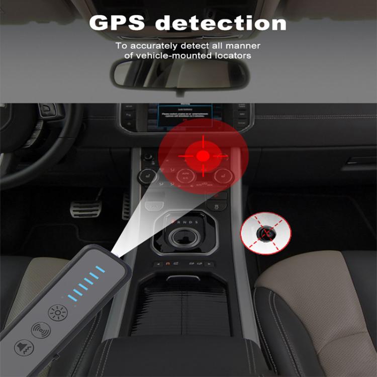 Wireless signal detector positioned near dashboard controls with signal indicator light
