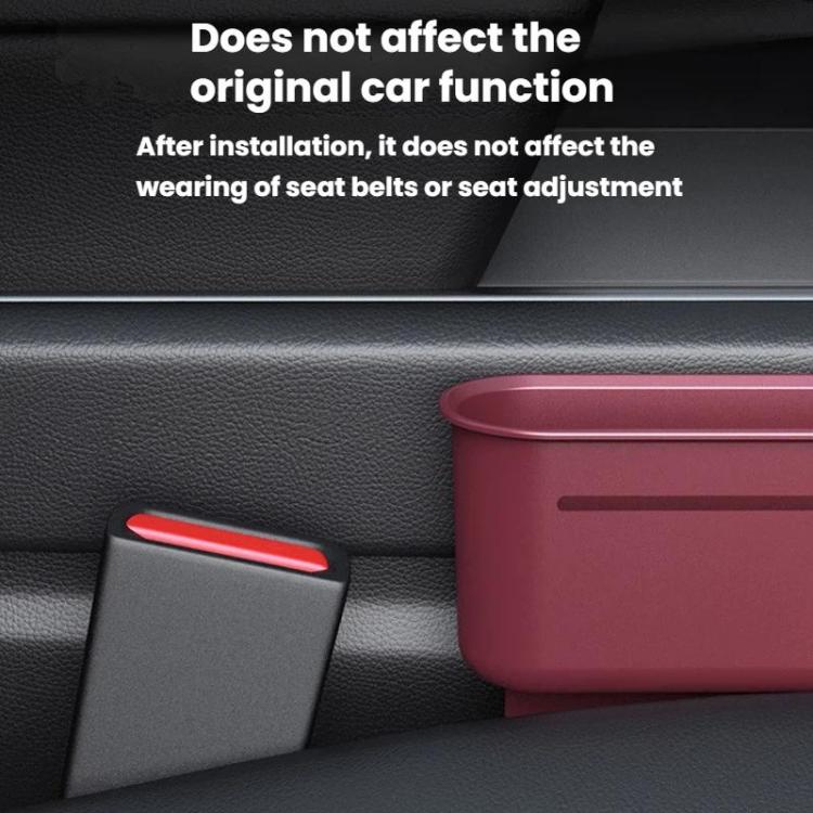 Red retractable storage box on car seat side with smooth outer shell